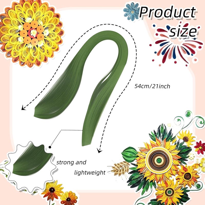 silllule 360Pcs Paper Quilling Strips 3mm (1/8inch) Width 54cm (21inch) Length Strips Quilling Art Paper, Single Color Quilling Strips Paper for Art,Parper Craft Decorating,Paper Hand Craft (Dark Green) - Image 2